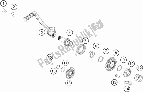 Alle onderdelen voor de Kick Starter van de KTM 250 SX EU 2021