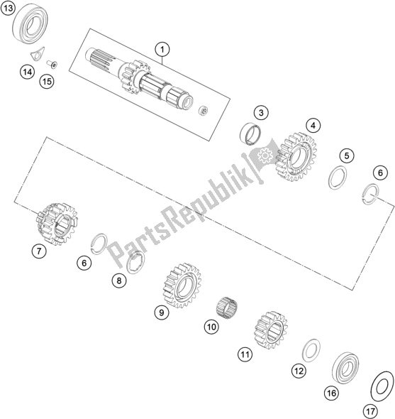 All parts for the Transmission I - Main Shaft of the KTM 250 SX EU 2021