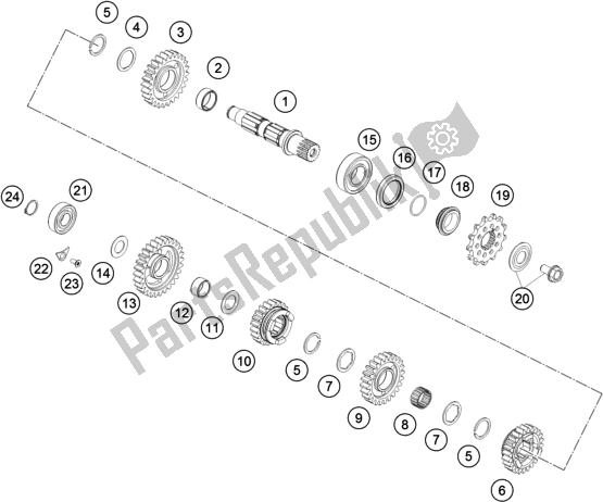 All parts for the Transmission Ii - Countershaft of the KTM 250 SX EU 2021