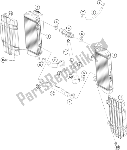 All parts for the Cooling System of the KTM 250 SX-F EU 2017