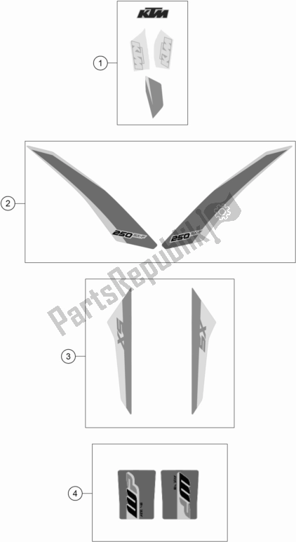 Tutte le parti per il Decalcomania del KTM 250 SX-F EU 2017