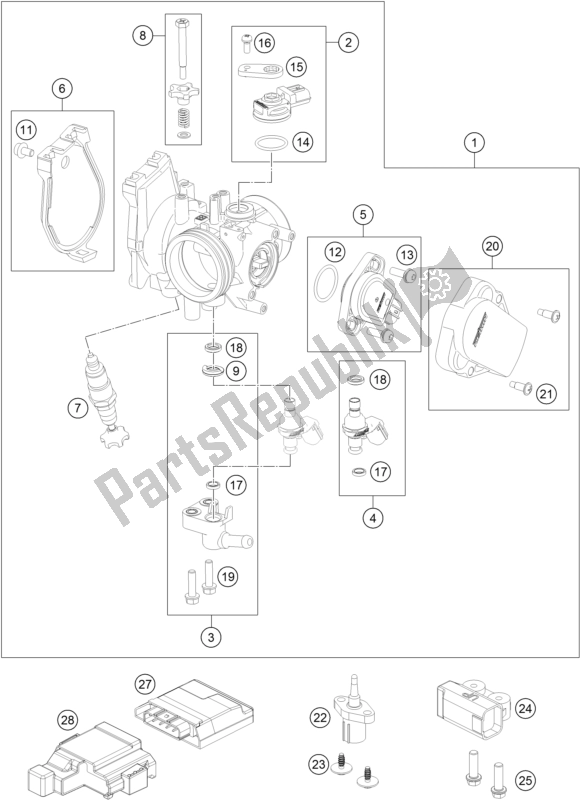 All parts for the Throttle Body of the KTM 250 SX-F EU 2017