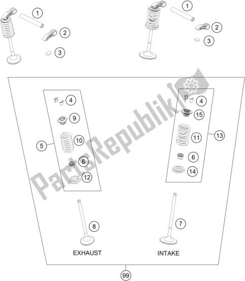 Todas las partes para Accionamiento De Válvula de KTM 250 SX-F EU 2017