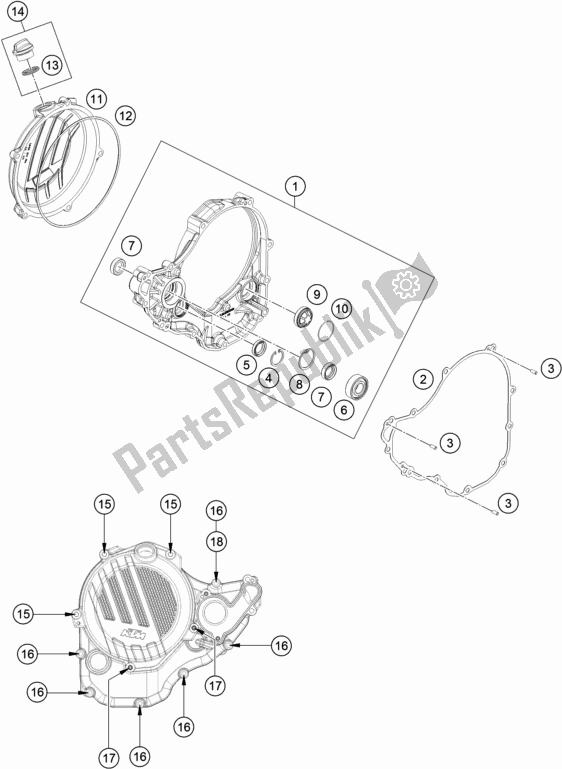 All parts for the Clutch Cover of the KTM 250 SX-F US 2017