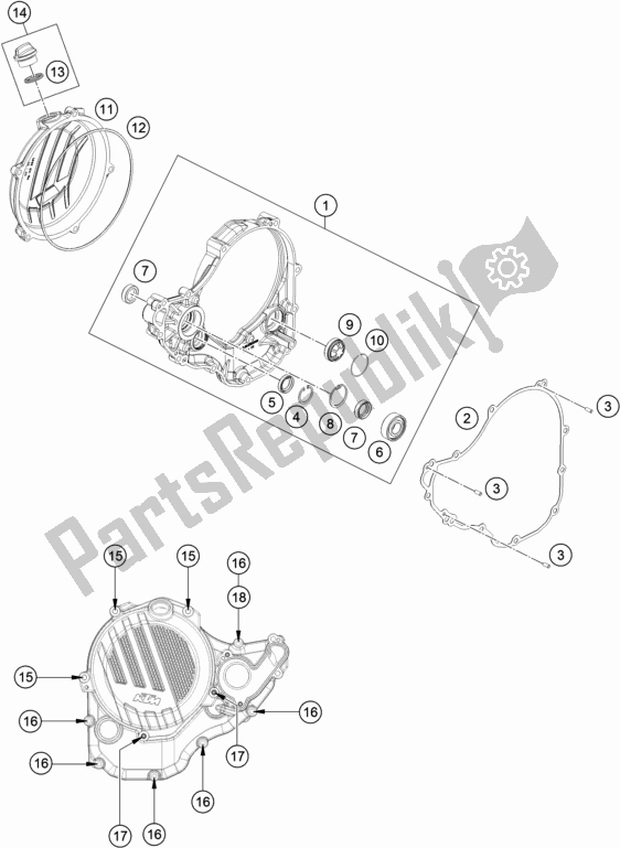 All parts for the Clutch Cover of the KTM 250 SX-F US 2017