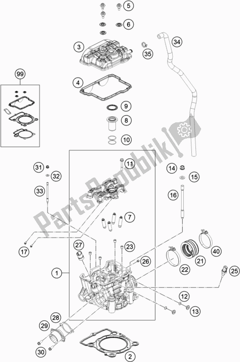 All parts for the Cylinder Head of the KTM 250 SX-F US 2017