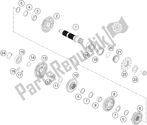 Toutes les pièces pour le Transmission Ii - Arbre Intermédiaire du KTM 250 SX-F US 2017