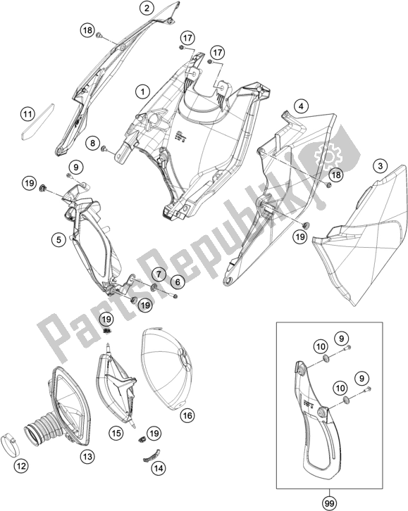 Toutes les pièces pour le Filtre à Air du KTM 250 SX-F US 2018