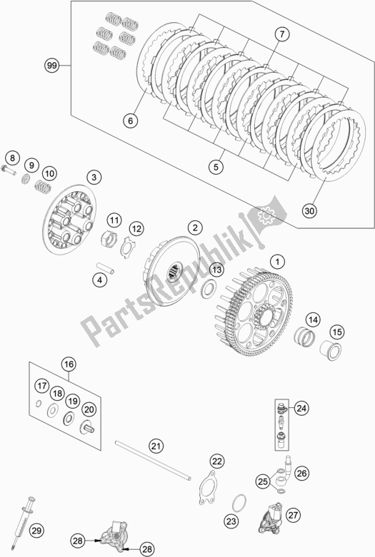 Toutes les pièces pour le Embrayage du KTM 250 SX-F US 2018