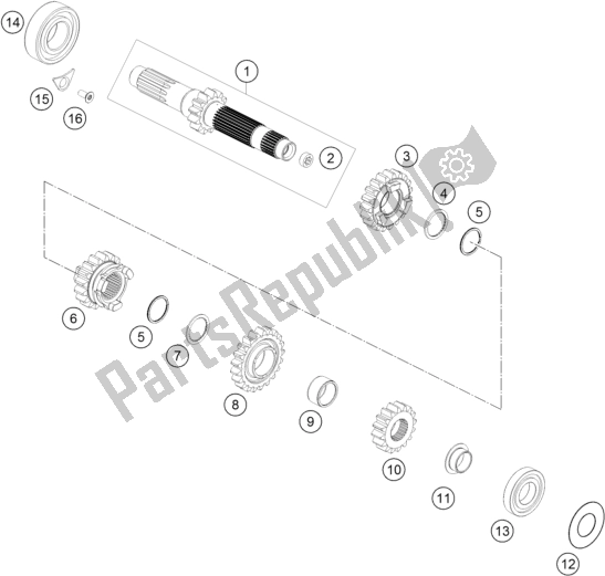 Toutes les pièces pour le Transmission I - Arbre Principal du KTM 250 SX-F US 2018