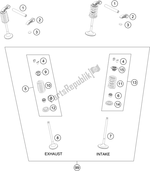 All parts for the Valve Drive of the KTM 250 SX-F US 2018