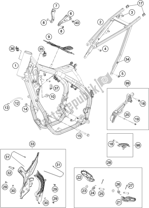 Tutte le parti per il Telaio del KTM 250 SX-F US 2019