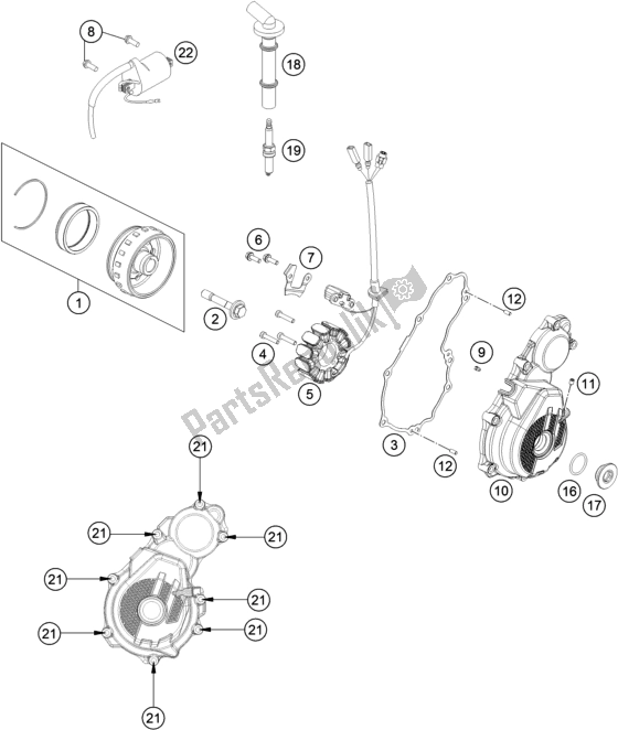 Tutte le parti per il Sistema Di Accensione del KTM 250 SX-F US 2019