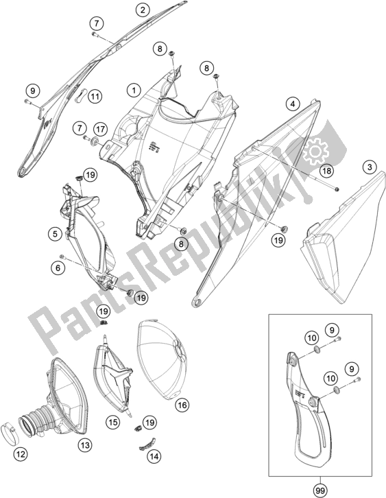 Alle onderdelen voor de Luchtfilter van de KTM 250 SX-F US 2020