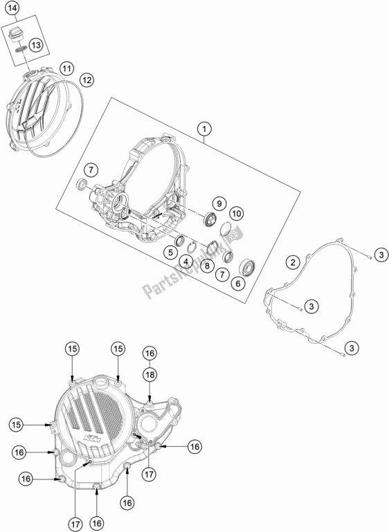 Alle onderdelen voor de Koppelingsdeksel van de KTM 250 SX-F US 2020