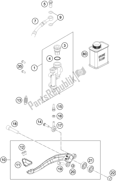 Todas las partes para Control De Freno Trasero de KTM 250 SX-F US 2020