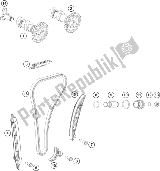 Alle onderdelen voor de Timing Aandrijving van de KTM 250 SX-F US 2020