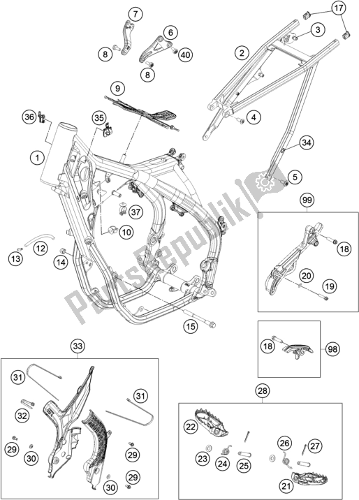 Toutes les pièces pour le Cadre du KTM 250 SX-F US 2021