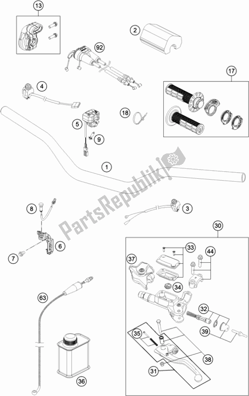 Todas las partes para Manillar, Controles de KTM 250 SX-F US 2021