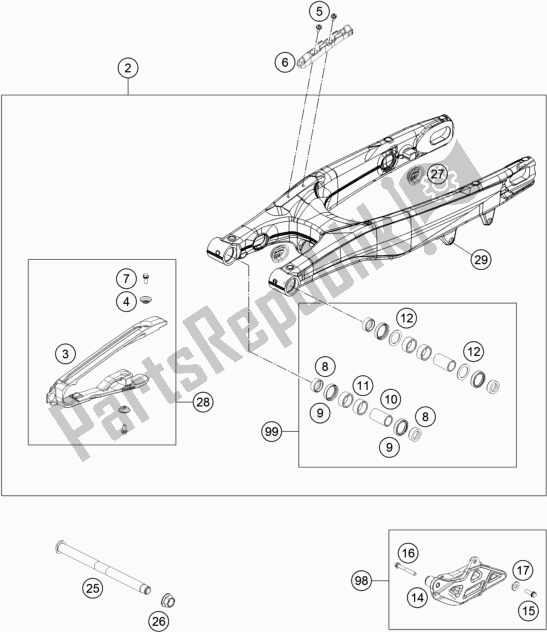 Todas las partes para Brazo Oscilante de KTM 250 SX-F US 2021
