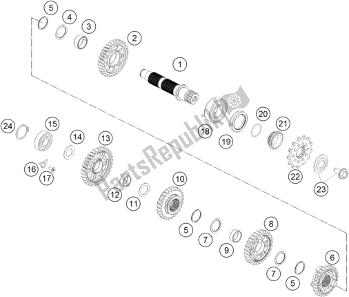 All parts for the Transmission Ii - Countershaft of the KTM 250 SX-F US 2021