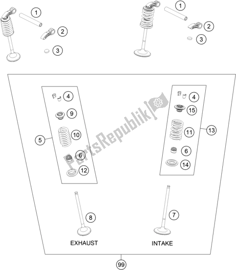 Todas las partes para Accionamiento De Válvula de KTM 250 SX-F US 2021