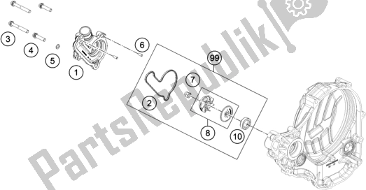All parts for the Water Pump of the KTM 250 SX-F US 2021