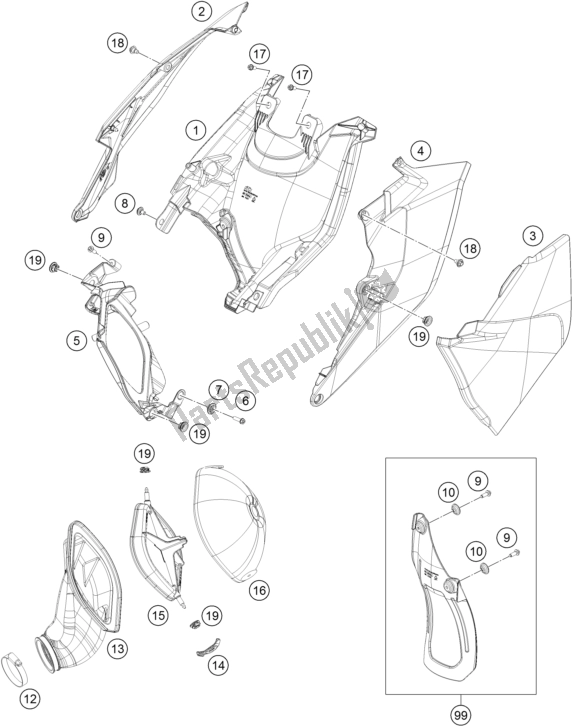 All parts for the Air Filter of the KTM 250 SX US 2017