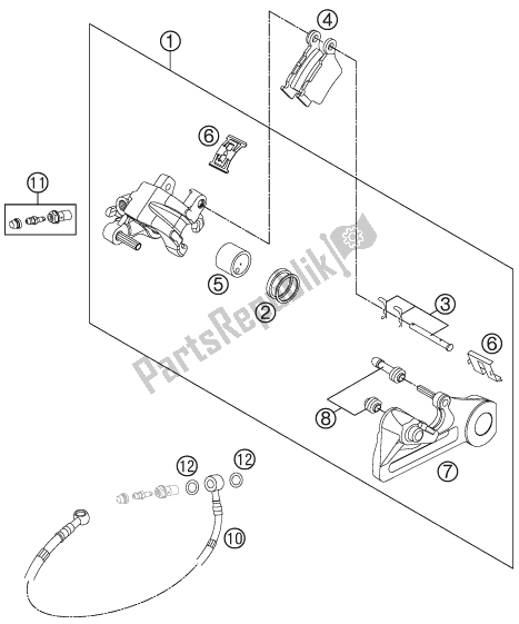 All parts for the Brake Caliper Rear of the KTM 250 SX US 2017