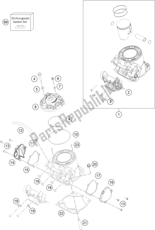All parts for the Cylinder, Cylinder Head of the KTM 250 SX US 2017