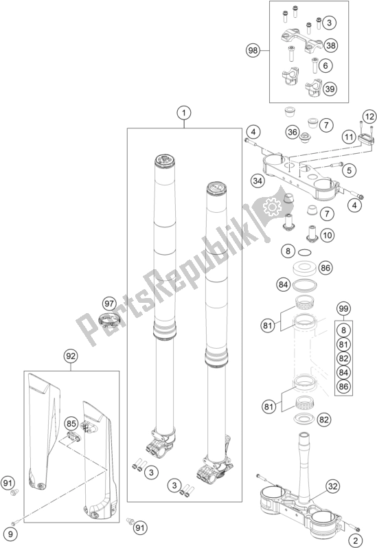 Toutes les pièces pour le Fourche Avant, Triple Serrage du KTM 250 SX US 2017