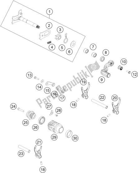 Todas las partes para Mecanismo De Cambio de KTM 250 SX US 2017 Todas las partes para Mecanismo De Cambio de KTM 250 SX US 2017