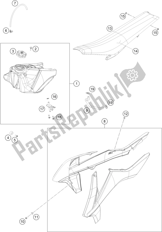 All parts for the Tank, Seat, Cover of the KTM 250 SX US 2017