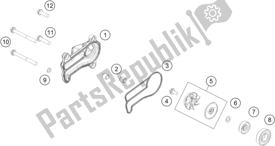 All parts for the Water Pump of the KTM 250 SX US 2017