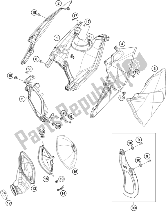 Toutes les pièces pour le Filtre à Air du KTM 250 SX US 2018