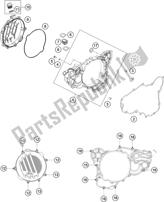 Toutes les pièces pour le Couvercle D'embrayage du KTM 250 SX US 2018