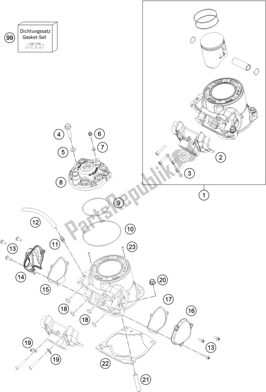 Alle onderdelen voor de Cilinder, Cilinderkop van de KTM 250 SX US 2018
