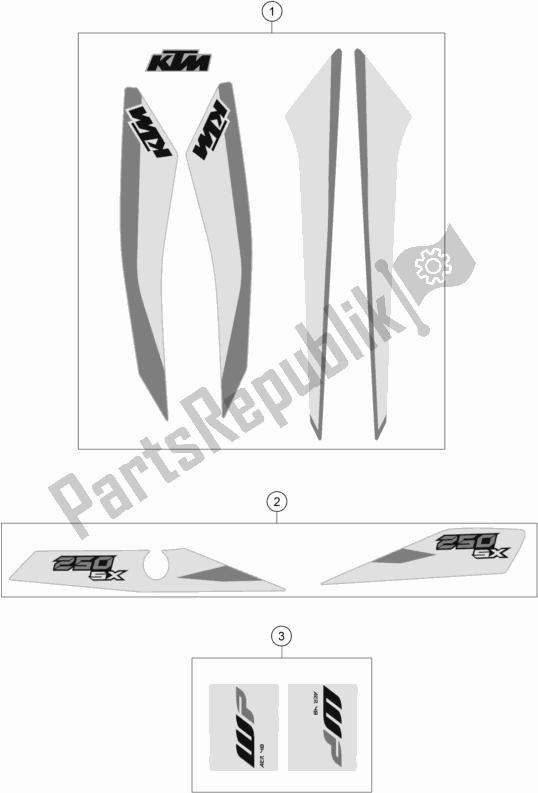 All parts for the Decal of the KTM 250 SX US 2018