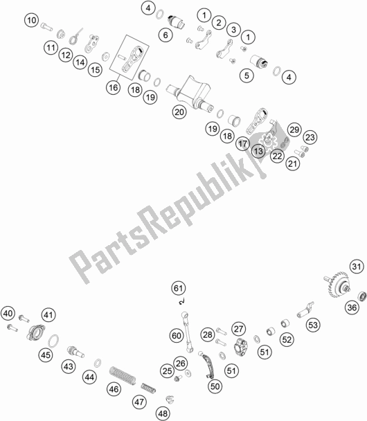 All parts for the Exhaust Control of the KTM 250 SX US 2018