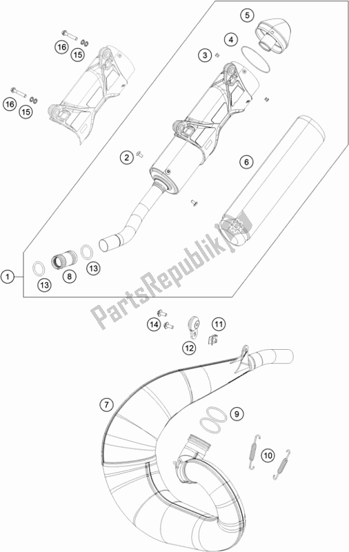 Tutte le parti per il Impianto Di Scarico del KTM 250 SX US 2018