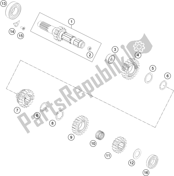 Toutes les pièces pour le Transmission I - Arbre Principal du KTM 250 SX US 2018