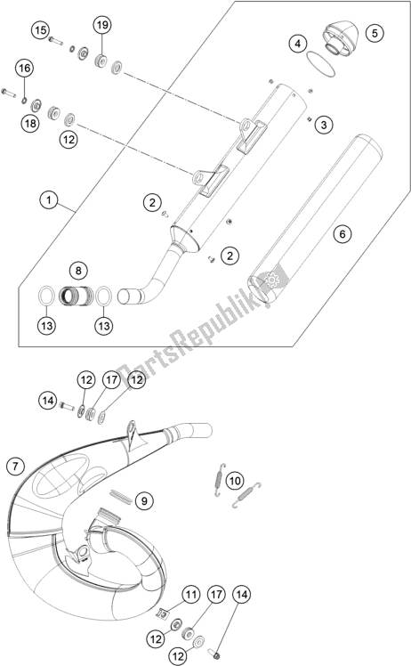 Todas las partes para Sistema De Escape de KTM 250 SX US 2019