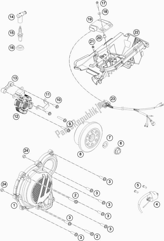 Todas as partes de Sistema De Ignição do KTM 250 SX US 2019
