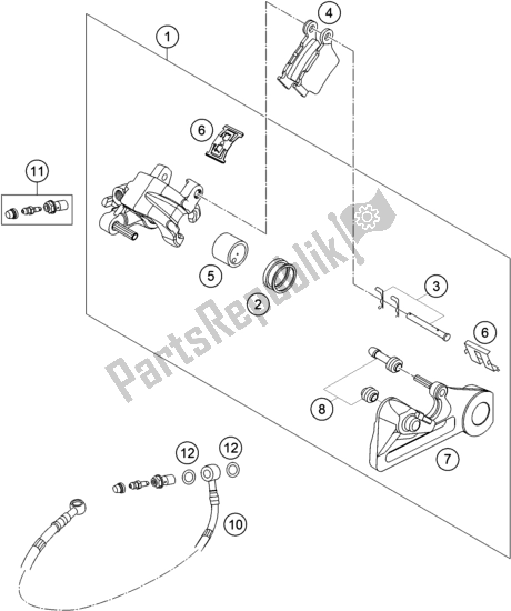 All parts for the Rear Brake Caliper of the KTM 250 SX US 2020