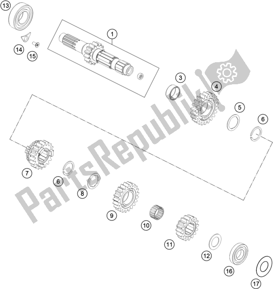 All parts for the Transmission I - Main Shaft of the KTM 250 SX US 2020