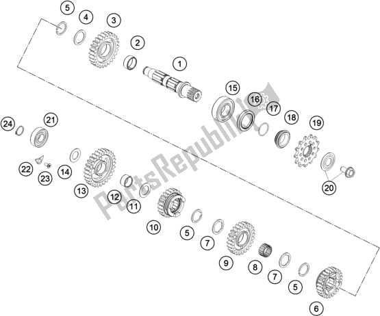 All parts for the Transmission Ii - Countershaft of the KTM 250 SX US 2020