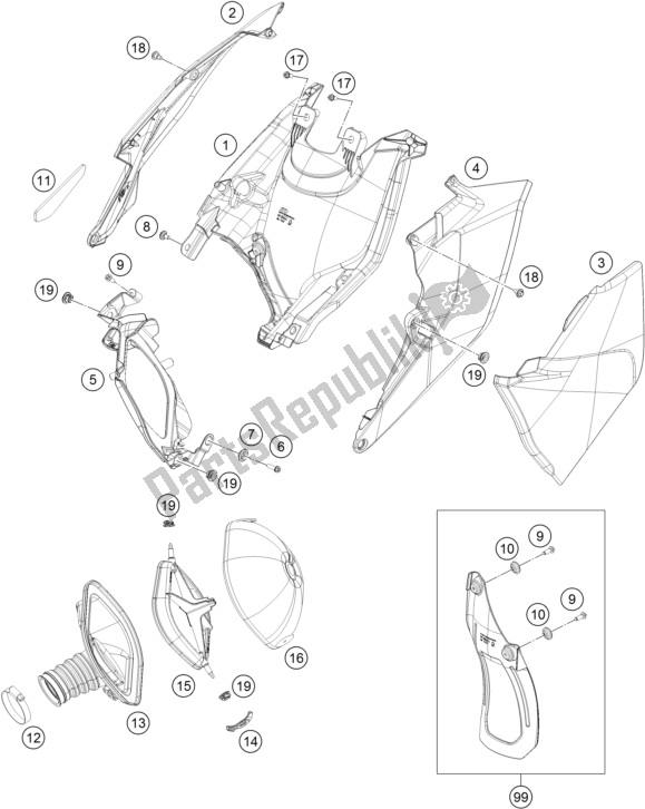 All parts for the Air Filter of the KTM 250 XC-F US 2017
