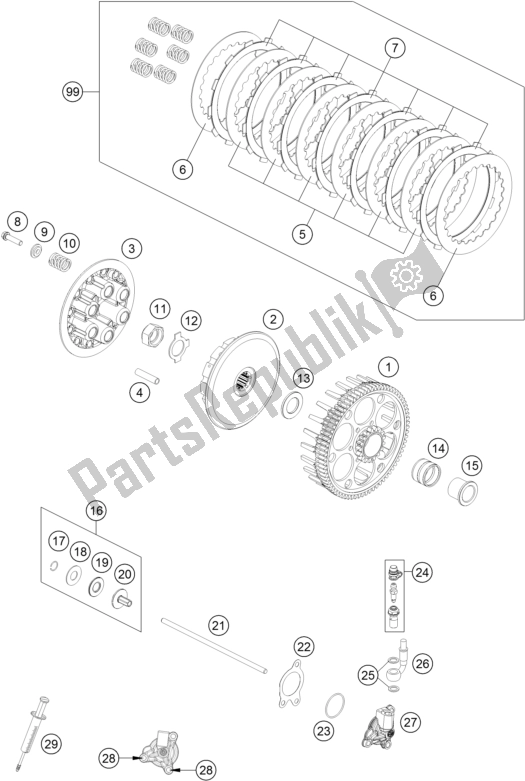 All parts for the Clutch of the KTM 250 XC-F US 2017