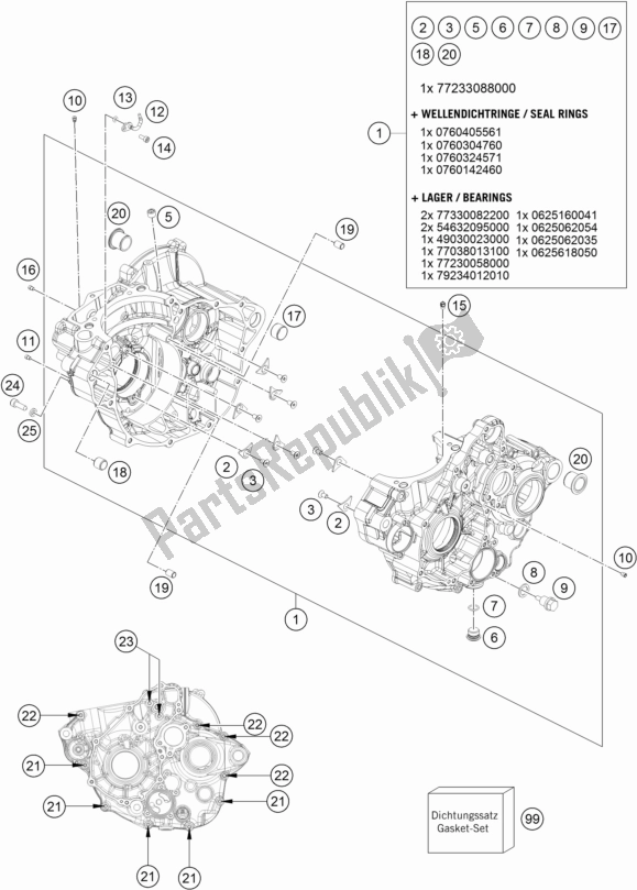 Tutte le parti per il Cassa Del Motore del KTM 250 XC-F US 2017