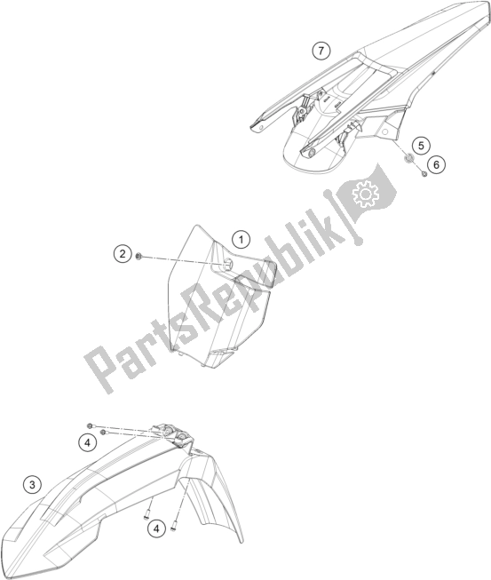 Tutte le parti per il Maschera, Parafanghi del KTM 250 XC-F US 2017